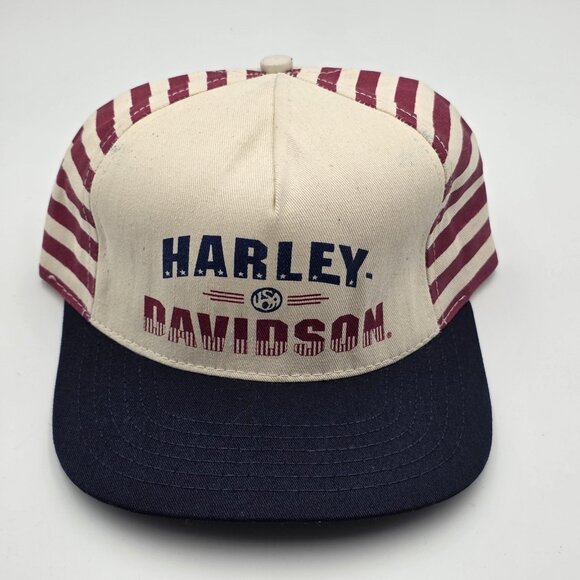 Harley-Davidson Hat Cap Strap Back Mens One Size Striped Baseball Motorcycle - Picture 1 of 6